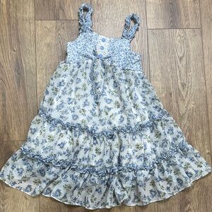 Blue Floral Tiered Sundress for Girls - Lightweight Strappy Dress